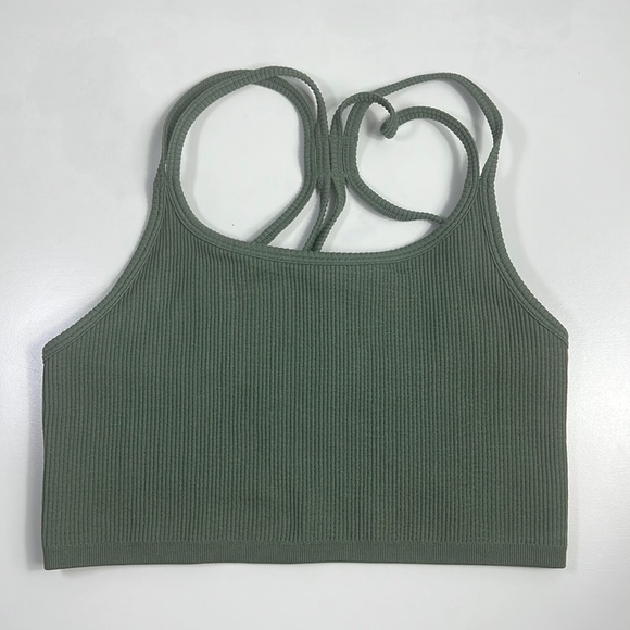 Forever 21 Tops - Forever 21 Green Crop Ribbed Tank Top